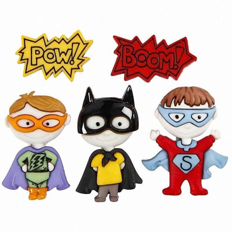 Set of decorative buttons Dress IT UP " Be My Super Hero"