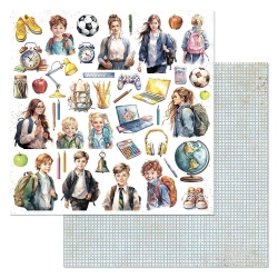 Двусторонний лист "Школьная жизнь. Ученики", размер 30*30 см, 180гр (ScrapMania)