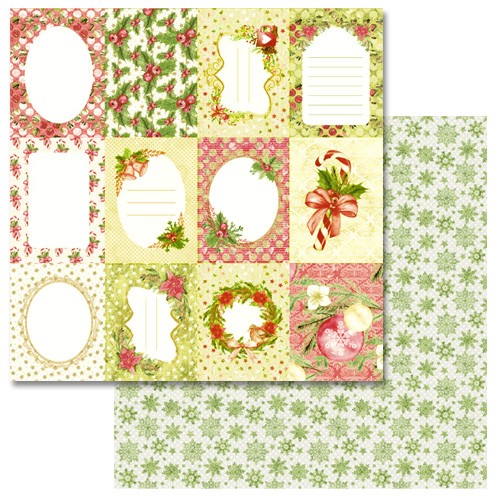 Double-sided sheet of ScrapMania paper "New Year's Rhapsody. Cards", size 30x30 cm, 180 g/m2