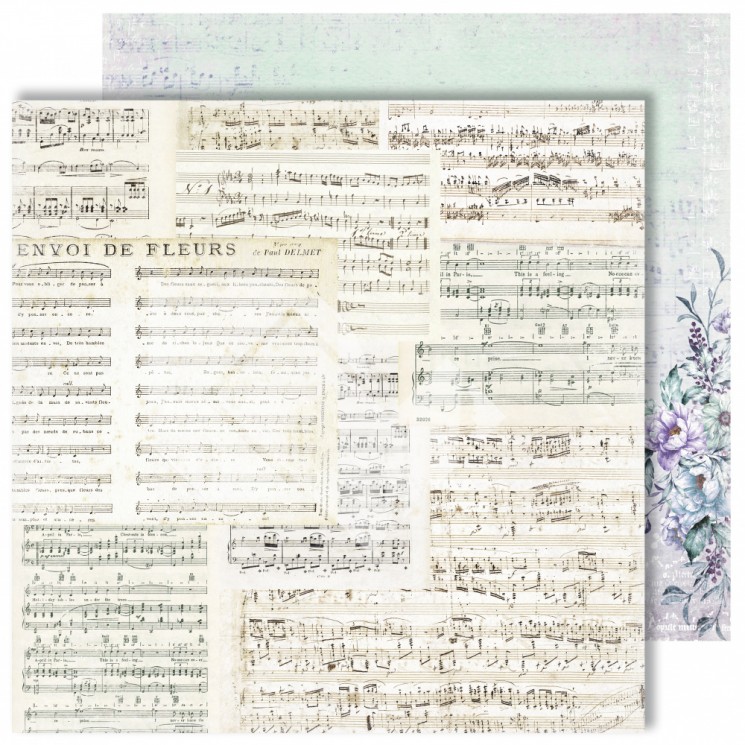 Double-sided sheet of paper Dream Light Studio Flowers Symphony "Music", size 30, 48X30, 48 cm, 250 g /m2