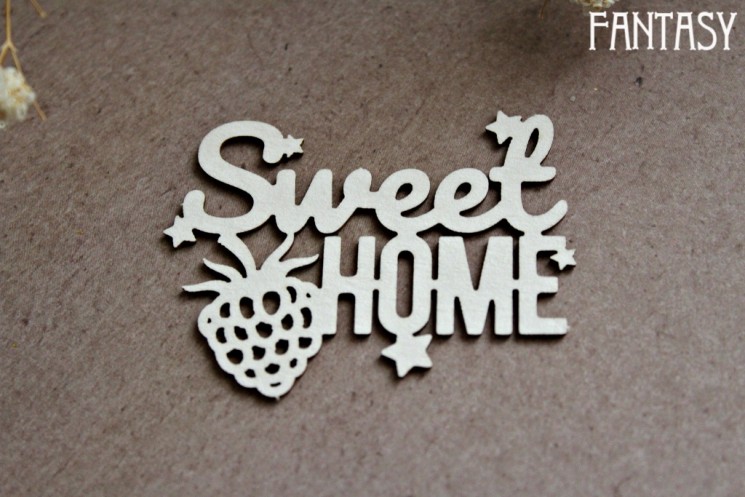 Chipboard Fantasy inscription "Sweet home 1250" size 5.3*4 cm