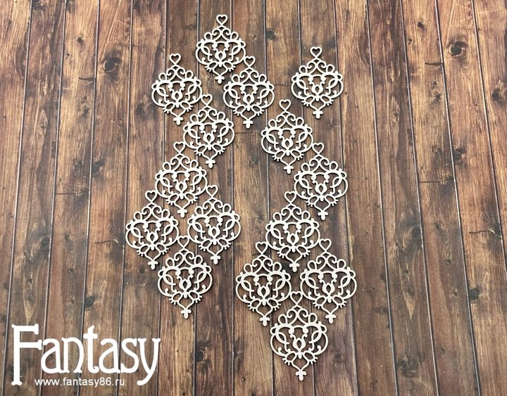 Чипборд Fantasy набор "Уютное кружево 2869", размер от 3*4,5 см до 6,5*15,3 см