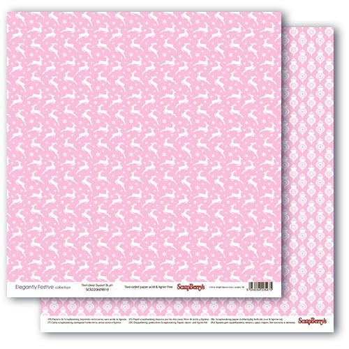 Double-sided sheet of paper Scrapberry's Winter contrasts "Pink blush", size 30x30 cm, 190 g/m2