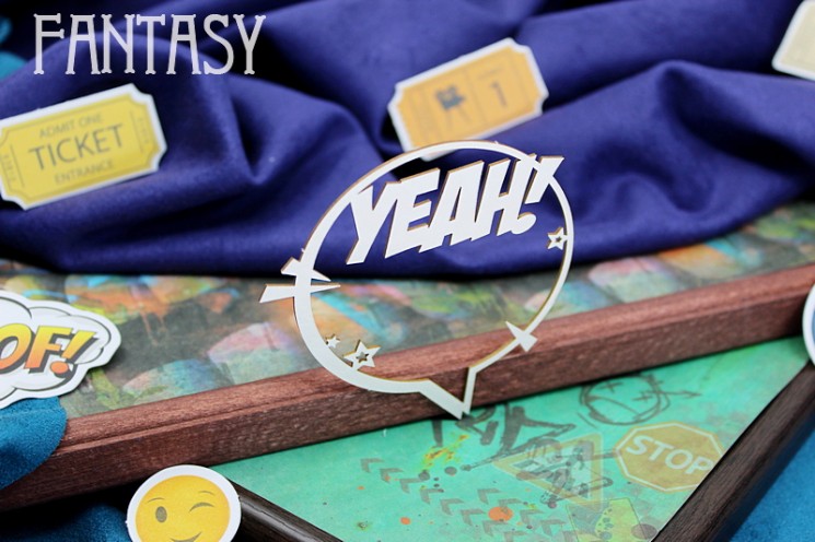 Чипборд Fantasy "Надпись YEAH! в рамке 2066" размер 7,2*7,3см