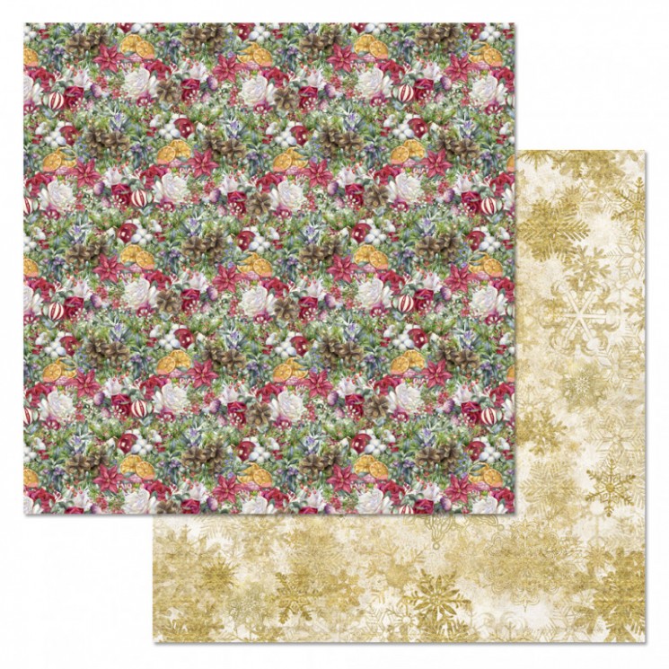 Double-sided sheet of ScrapMania paper "Bohemian Christmas. Magnificent holiday", size 30x30 cm, 180 gr/m2