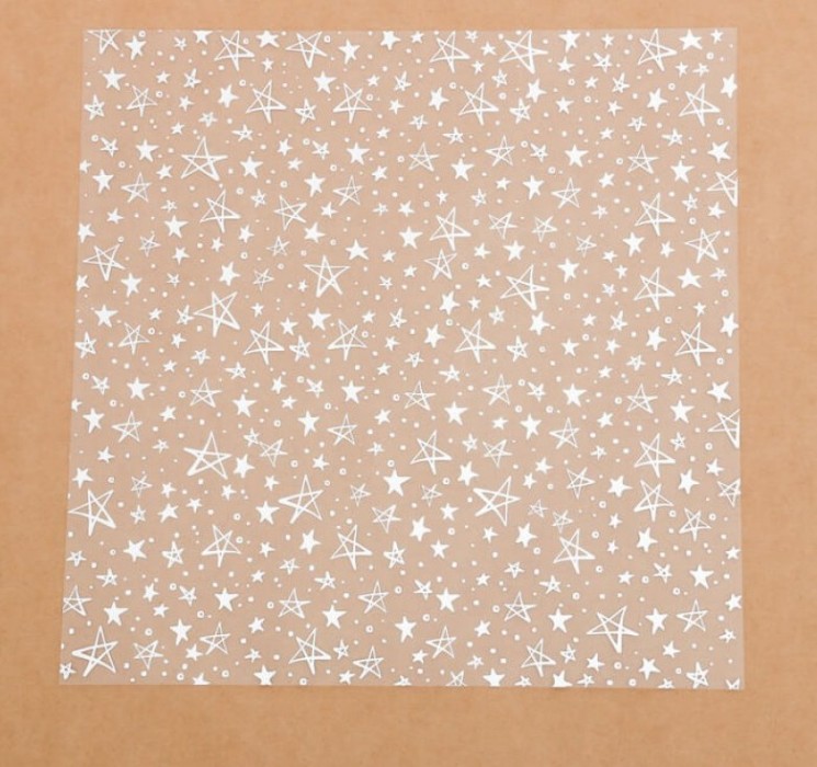 Ацетатный лист с фольгированием "Серебряные звёзды" размер 30,5Х30,5 см