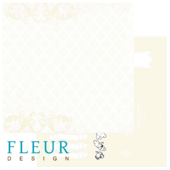 Двусторонний лист бумаги Fleur Design Свадебная "Бежевое кружево", размер 30,5х30,5 см, 190 гр/м2