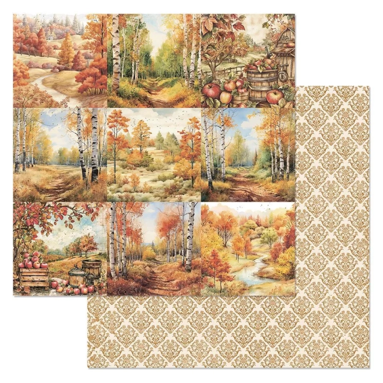 Двусторонний лист "Художница Осень. Карточки", размер 30*30 см, 180гр (ScrapMania)