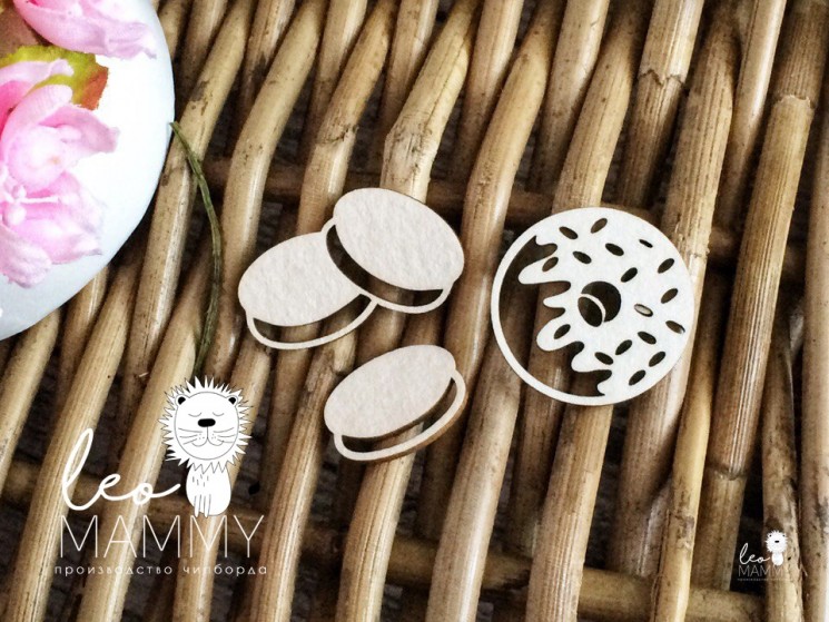 Chipboard LeoMammy "Set of sweets", size from 2 to 3.5 cm