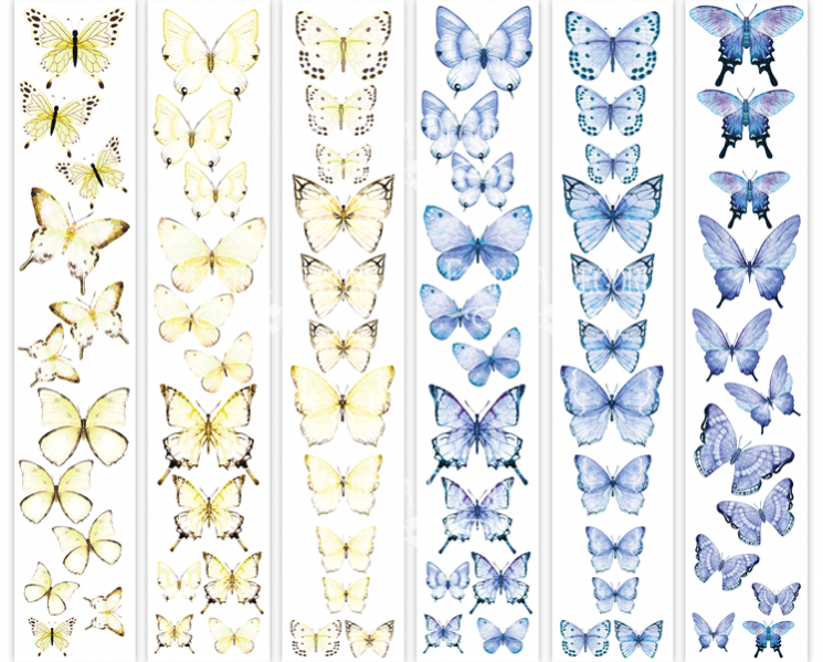 Набор полос с картинками для декорирования Fabrika Decoru "Бабочки 3", размер 5х30,5 см, 6 шт