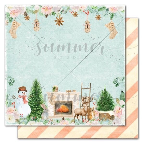 Double-sided sheet of paper Summer Studio Winter traditions "Home Sweet Home" size 30.5*30.5 cm, 190gr