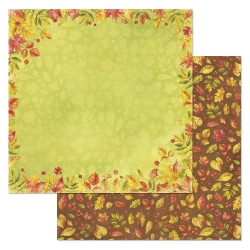 Двусторонний лист бумаги ScrapMania "Уютная осень. Хоровод листьев", размер 30,5х30,5 см, 180 гр/м2