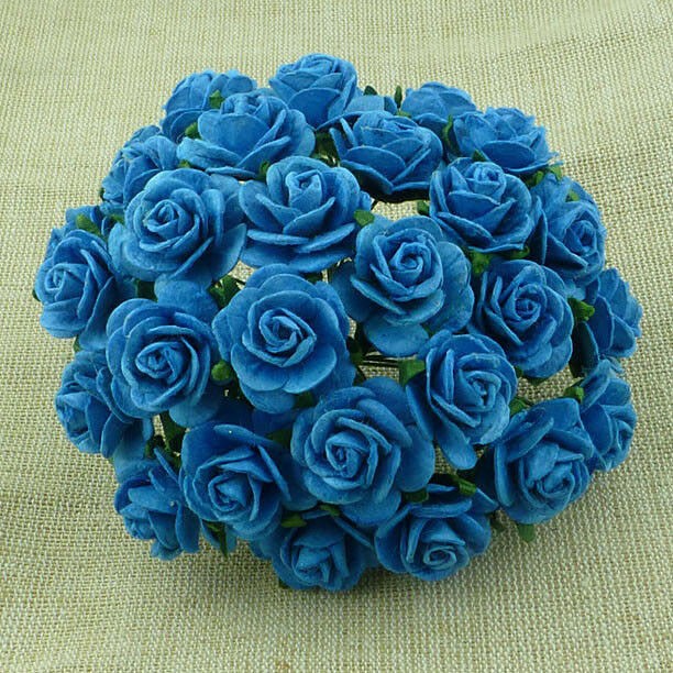 Curly roses "Dark turquoise" size 2.5 cm, 1 pc
