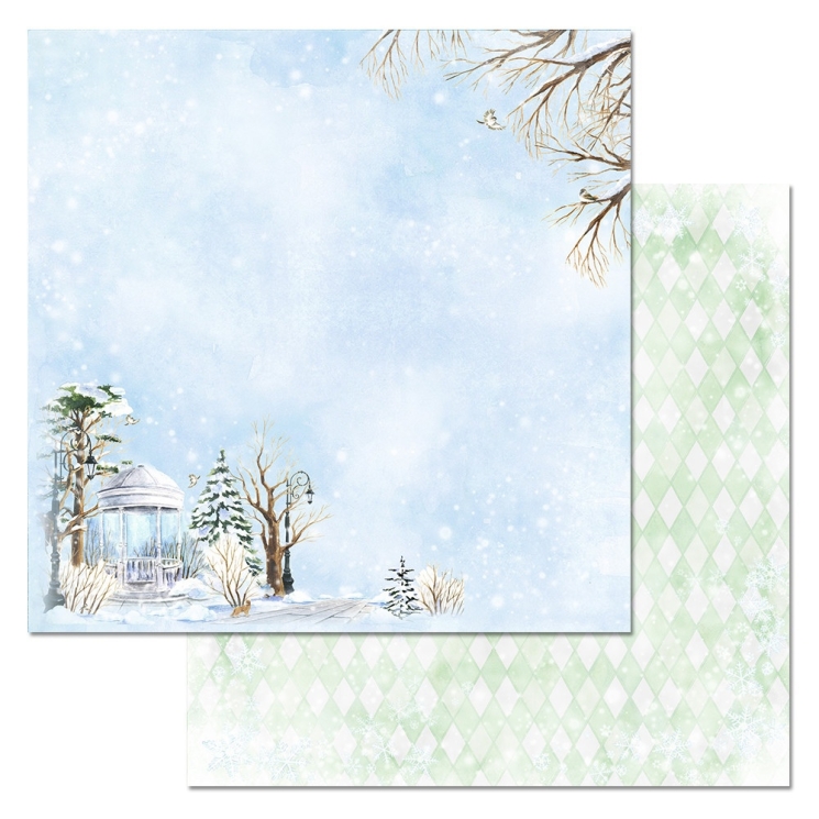 Двусторонний лист "Зимний город. Ротонда", размер 30*30 см, 180гр (ScrapMania) 