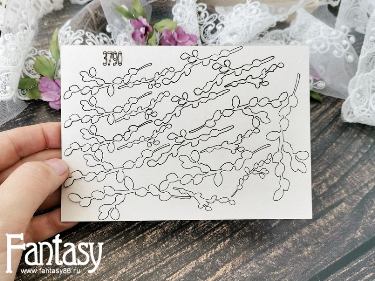 Чипборд Fantasy "Верба 3790" размер от 2,5*2,6 см до 7,8*3 см