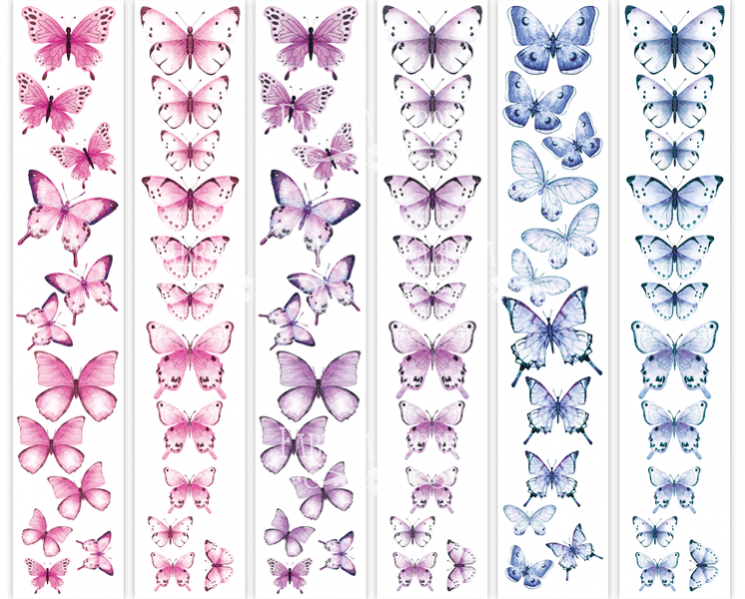 Set of stripes with pictures for decorating Fabrika Decoru "Butterflies 2", size 5x30. 5 cm, 6 pcs