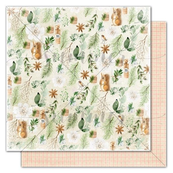 Double-sided sheet of paper Summer Studio Winter traditions "Forest Celebration" size 30.5*30.5 cm, 190gr