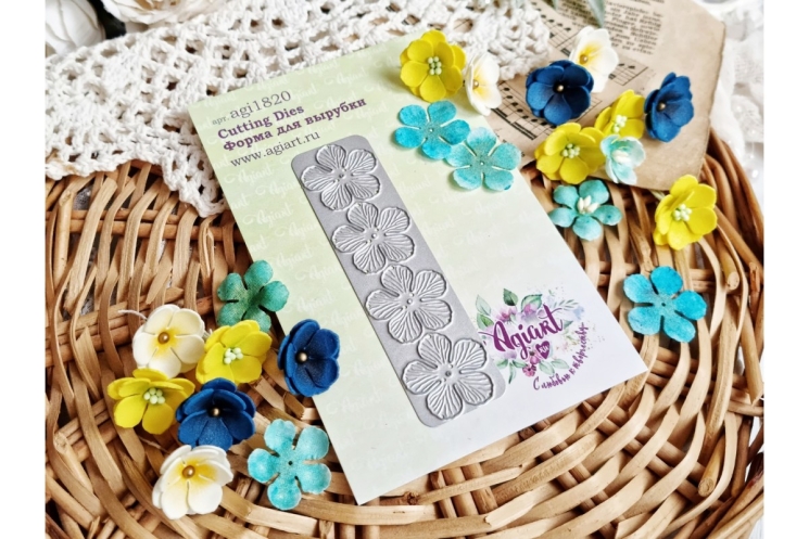 Ножи для вырубки "Мелкоцвет Пионовидной розы" от AgiArt, размер 102*28 mm