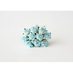 Roses "White-turquoise" size 2.5 cm, 1 pc