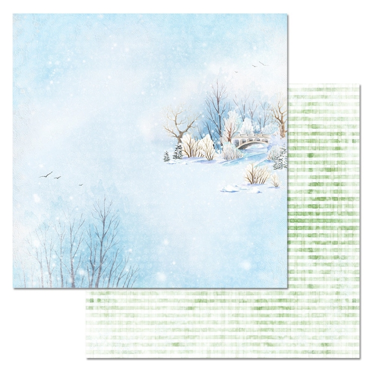 Двусторонний лист "Зимний город. Мост", размер 30*30 см, 180гр (ScrapMania)