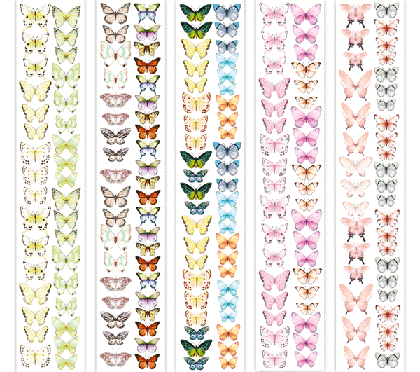Набор полос с картинками для декорирования Fabrika Decoru "Бабочки 6", размер 5х30,5 см, 5 шт