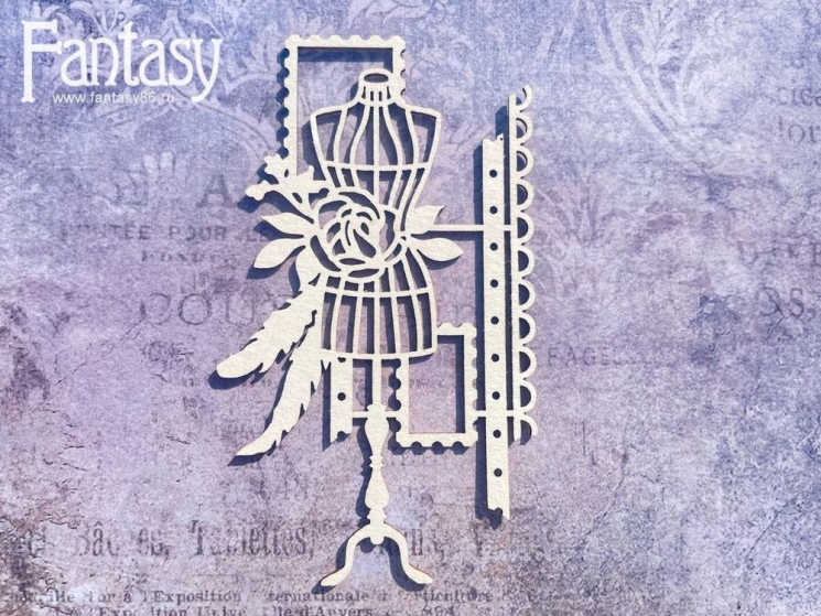 Чипборд Fantasy «На седьмом небе» (Свадебный манекен с элементами 2959), размер 5,8*9,8 см