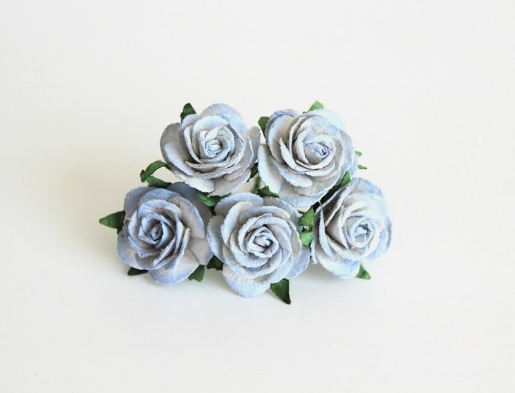 Two-tone "Blue" roses, size 2.5 cm, 5 pcs