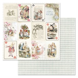 Двусторонний лист бумаги ScrapMania "Алиса в сказке.Карточки", размер 30х30 см, 180 гр/м2