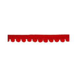 Тесьма с помпонами "Ярко-красная", ширина 1 см, длина 1 м
