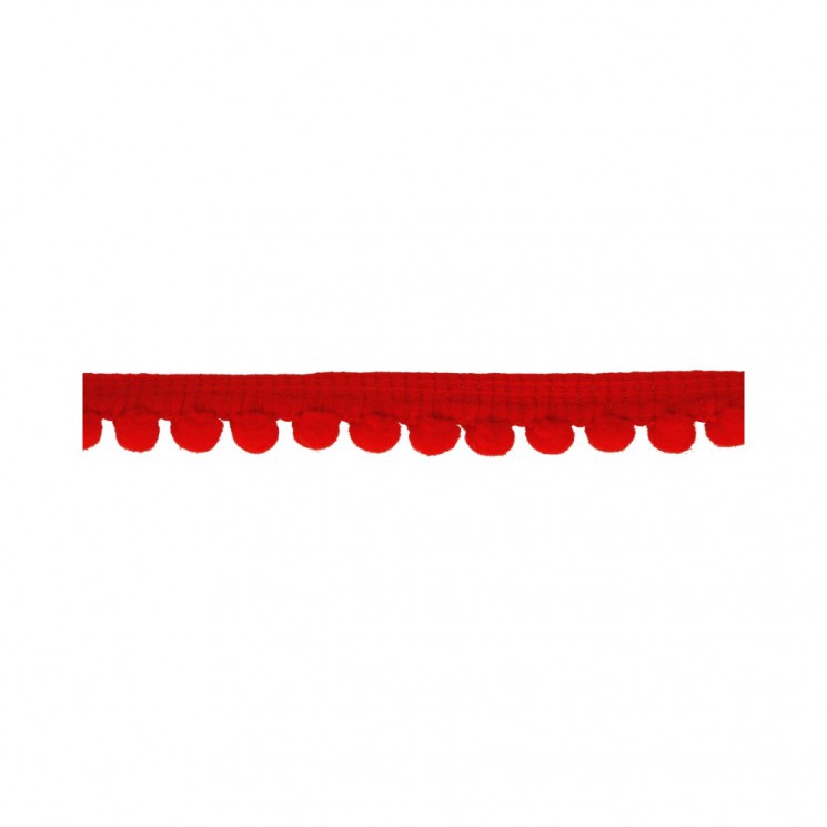 Тесьма с помпонами "Ярко-красная", ширина 1 см, длина 1 м