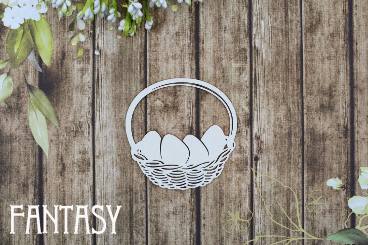 Chipboard Fantasy "Basket with eggs 2403" size 6.5*6.6 cm