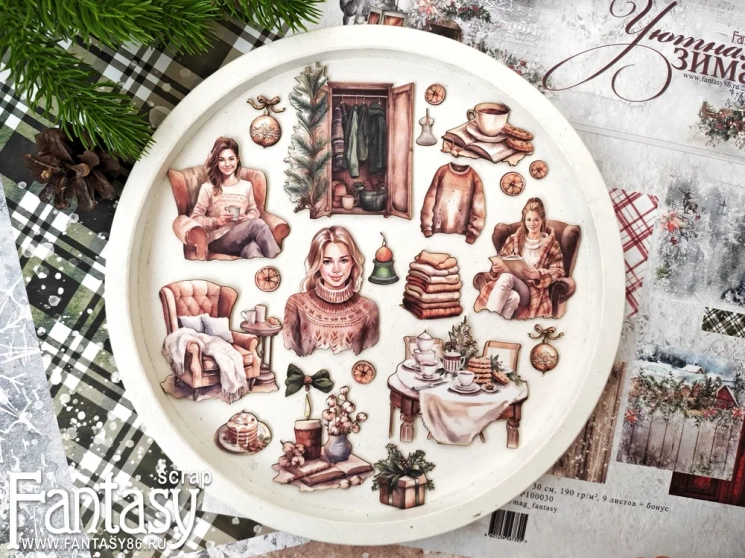 Высечки Fantasy на картоне "Зима, Новый год -05", в наборе 22 шт