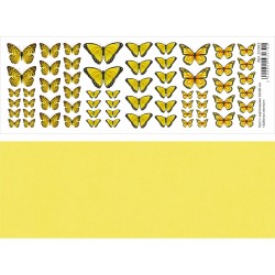 Двусторонний лист с картинками "Бабочки желтые", 10х30см, 180 гр/м2