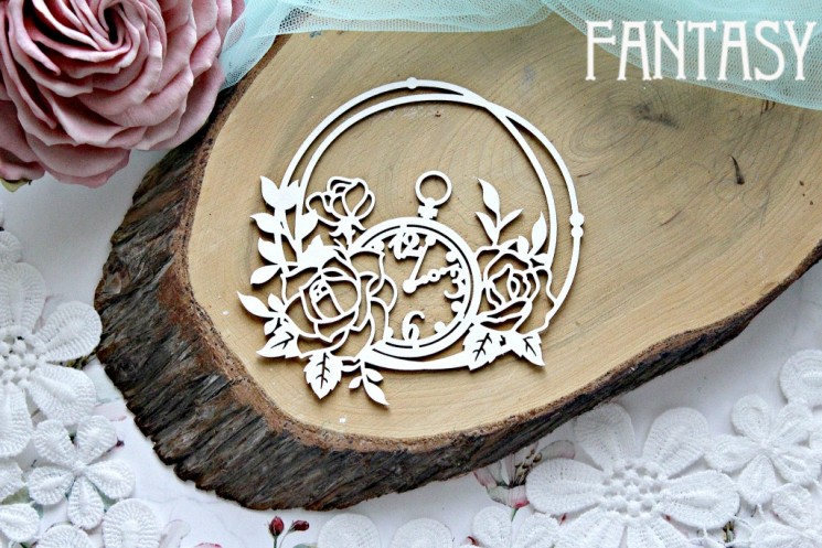 Chipboard Fantasy "Rose Frame with Clock 702" size 9*9.5 cm