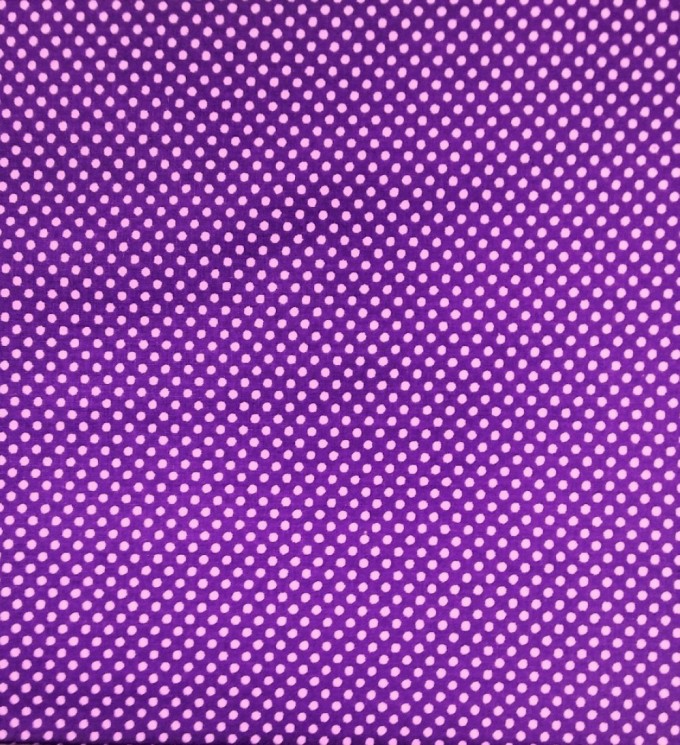 Polyester fabric "White polka dots on purple", size 50X50 cm