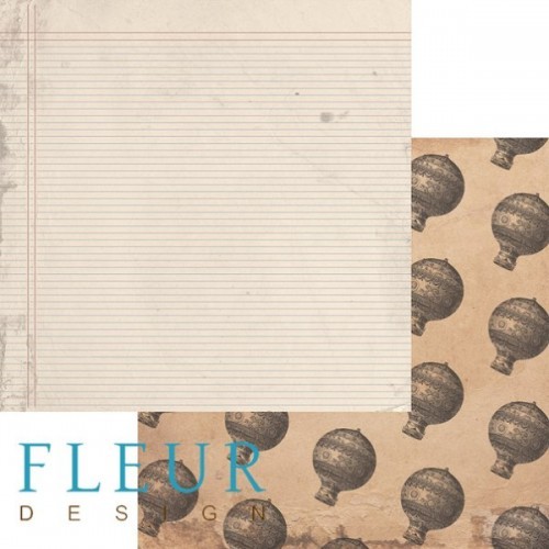 Двусторонний лист бумаги Fleur Design Ретро базовая "Тетрадь", размер 30,5х30,5 см, 190 гр/м2