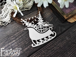 Чипборд Fantasy "Сани с подарками 3881", размер 13*12 см