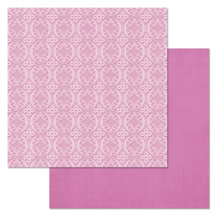 Double-sided sheet of ScrapMania paper " Phonomix. Pink. Lace", size 30x30 cm, 180 g/m2 
