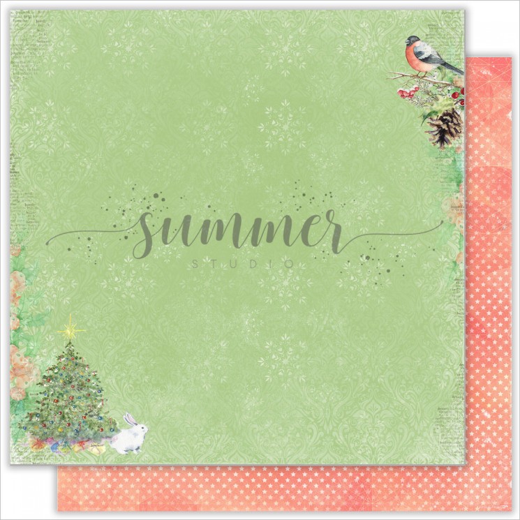 Double-sided sheet of paper Summer Studio Christmas Story "Christmas time" size 30.5*30.5 cm, 190gr
