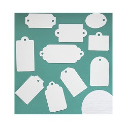 Set of labels 10 pcs, color white, texture linen, 250 g/m2
