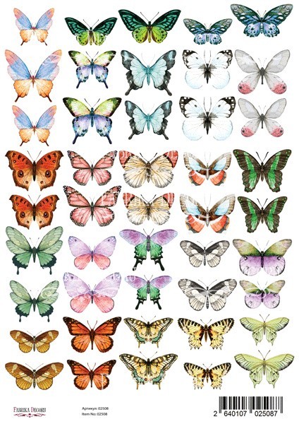 Sheet with pictures for cutting out Fabrika Decoru "Butterflies 1" A4 size 