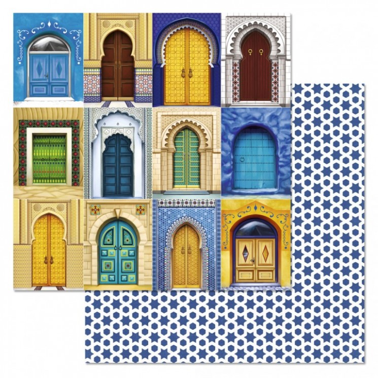 Double-sided sheet of ScrapMania paper "Heart of the East. Doors", size 30x30 cm, 180 gr/m2