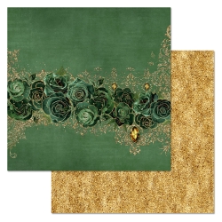 Двусторонний лист бумаги ScrapMania "Малахитовый цветок. Цветочный шлейф", размер 30,5х30,5 см, 180 гр/м2
