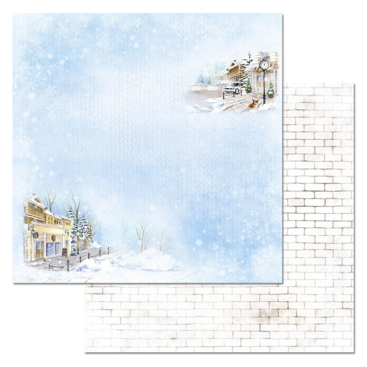 Двусторонний лист "Зимний город. Кофейня", размер 30*30 см, 180гр (ScrapMania)