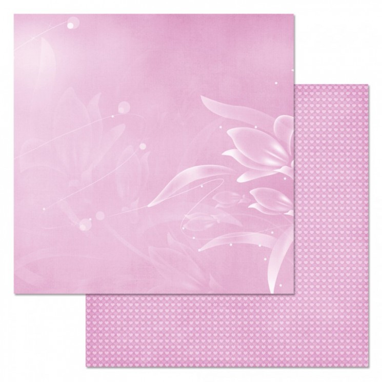 Double-sided sheet of ScrapMania paper " Phonomix. Pink. Petals", size 30x30 cm, 180 g/m2