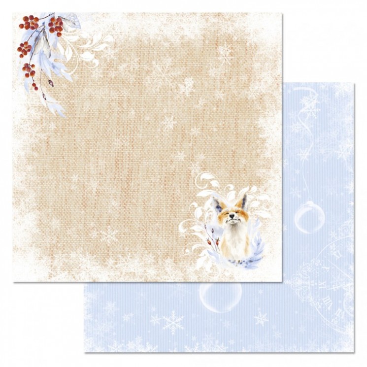 Double-sided sheet of ScrapMania paper " Snow cranberry. Canvas", size 30x30 cm, 180 g/m2