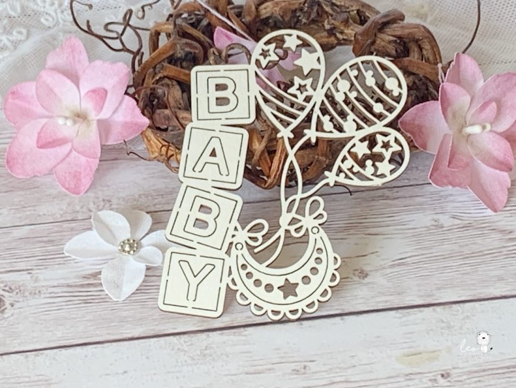 Chipboard LeoMammy "Baby with balls", size 5, 3x7 cm