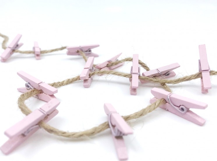 Scrapberry's "Pink clothespins" wooden jewelry set, 12 pcs., size 2.5x1x0.4 cm