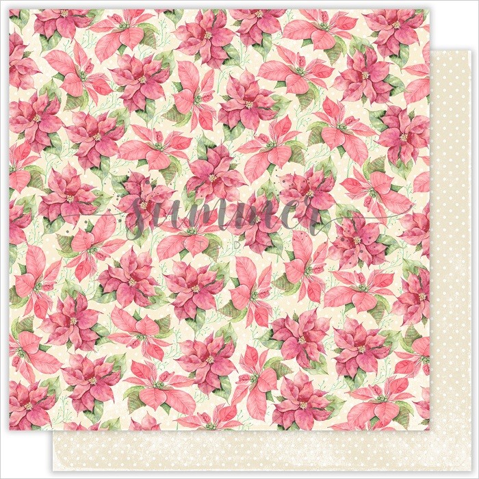 Double-sided sheet of paper Summer Studio Christmas Story "Winter flowers" size 30.5*30.5 cm, 190gr