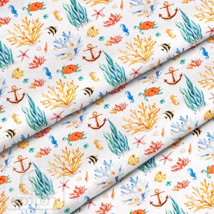Fabric 100% cotton Poland "Sea creatures", size 50X50 cm